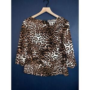 St.John for nordstrom cheetah print asymetrical blouse size med